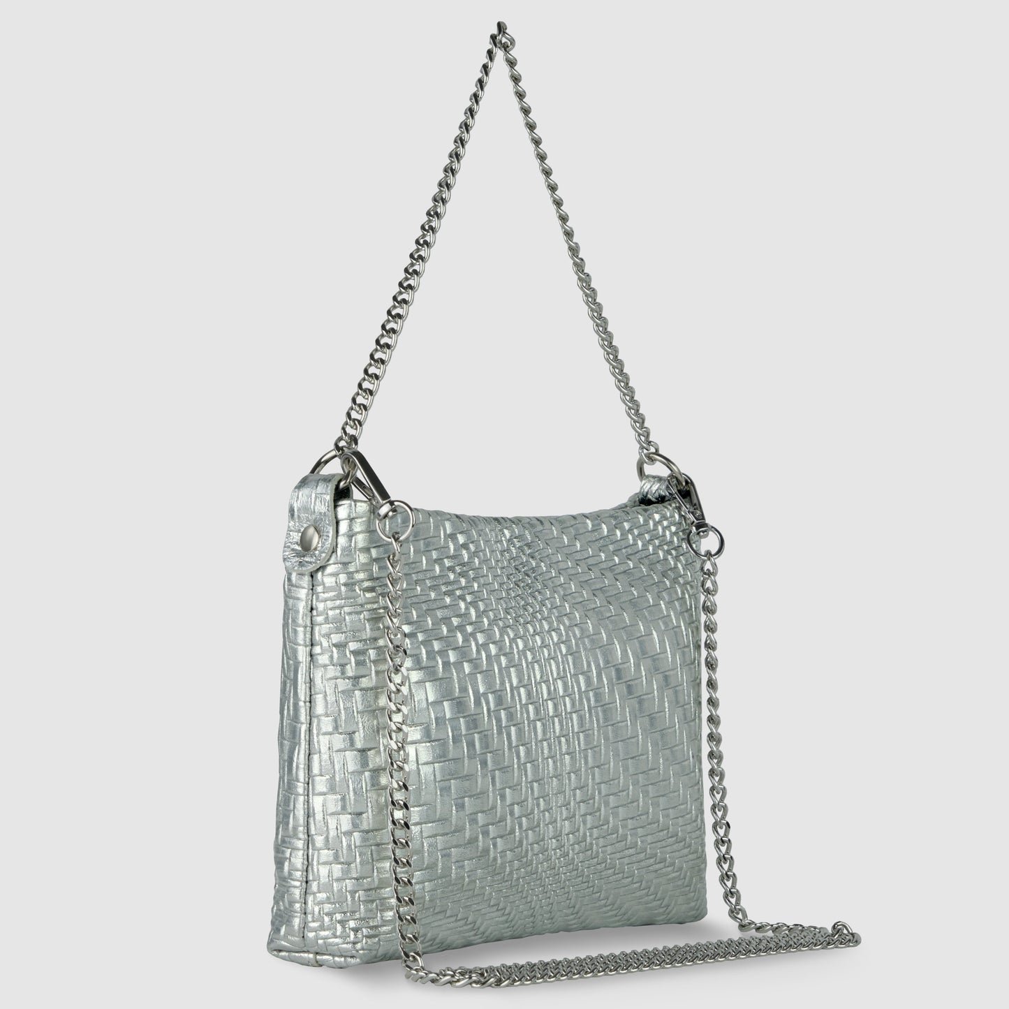 Italian Genuine Grid Metallic Suede Crossbody Bag 101315 TAKEASY