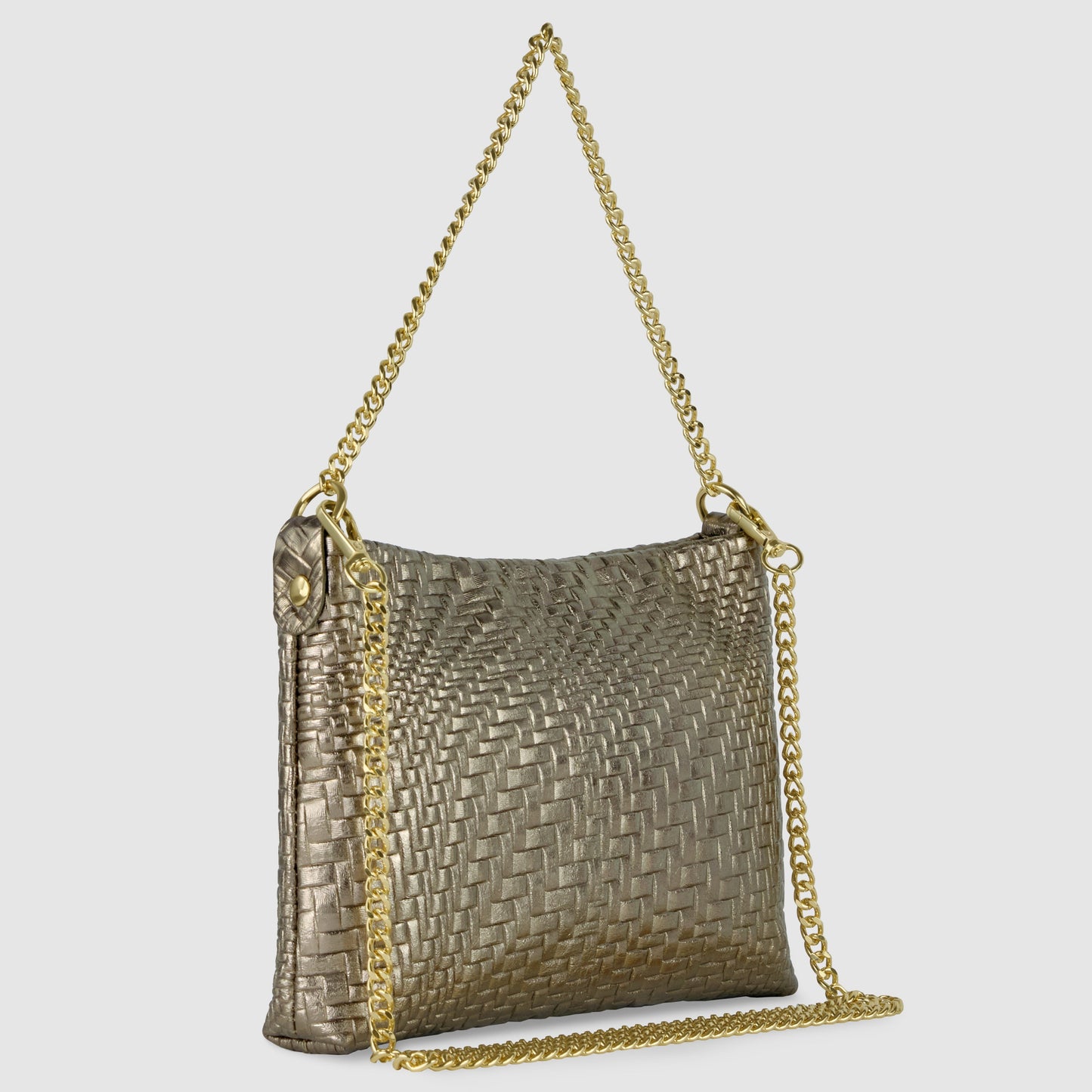 Italian Genuine Grid Metallic Suede Crossbody Bag 101315 TAKEASY