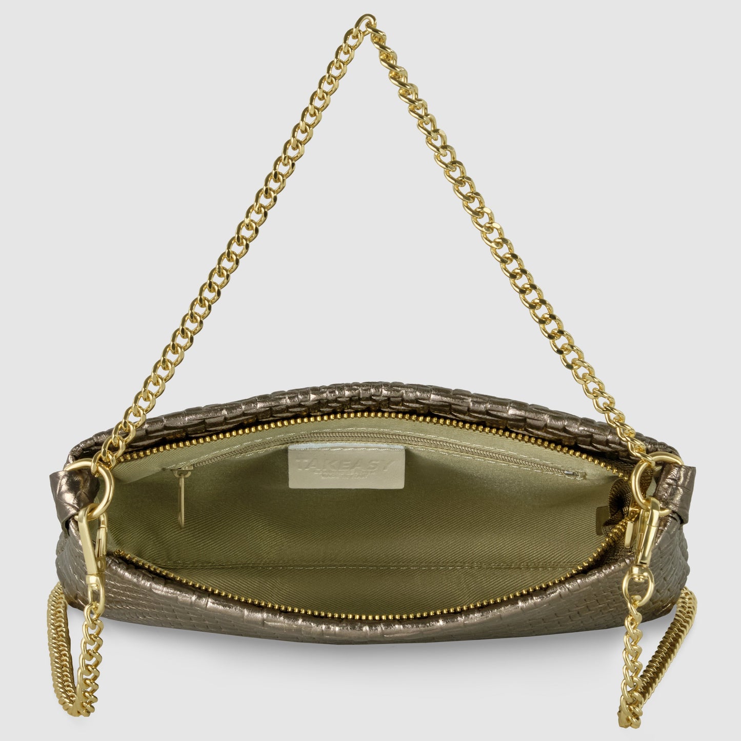 Italian Genuine Grid Metallic Suede Crossbody Bag 101315 TAKEASY