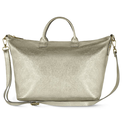 Italian Genuine Metallic Suede Top-Handle Bag 112334 TAKEASY