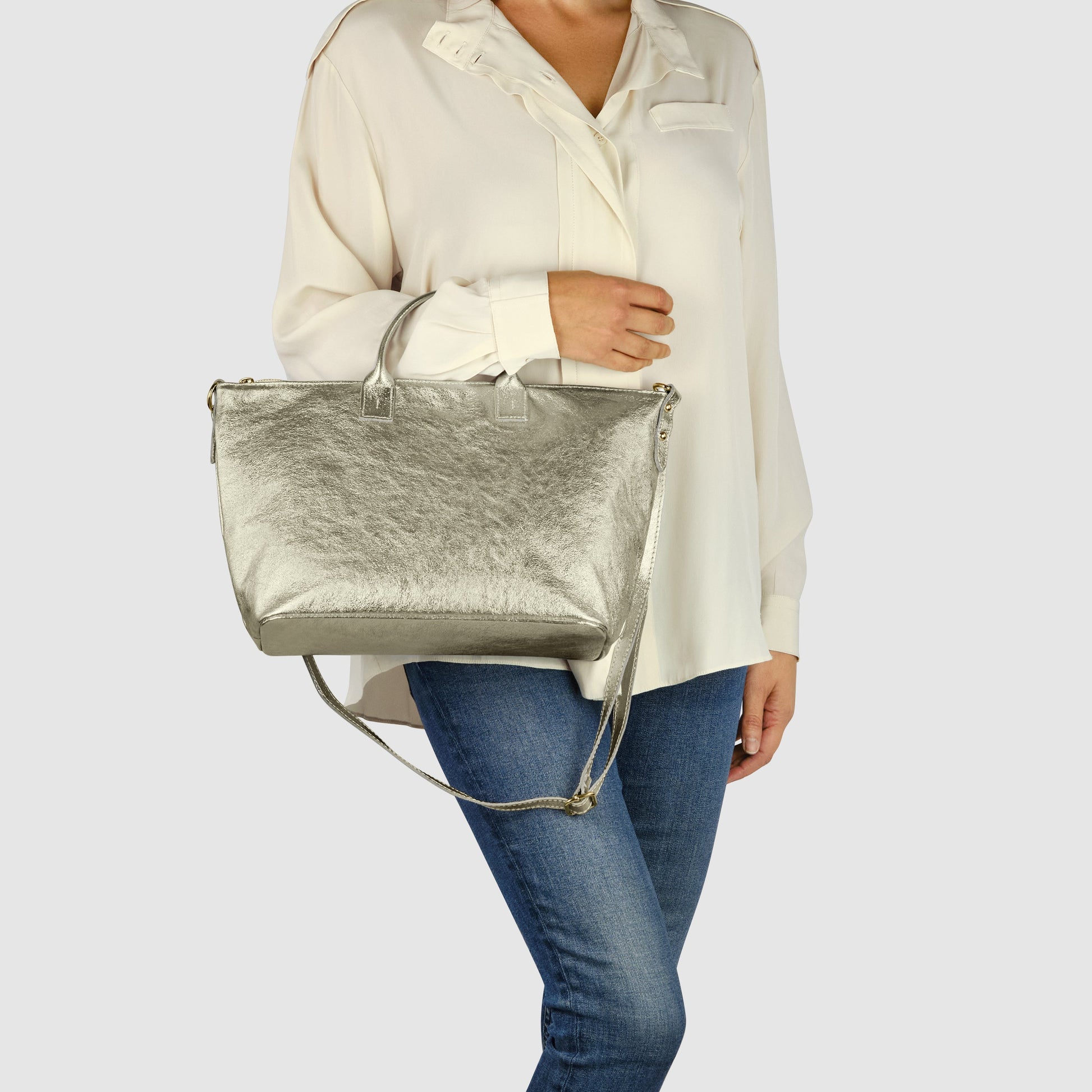 Italian Genuine Metallic Suede Top-Handle Bag 112334 TAKEASY