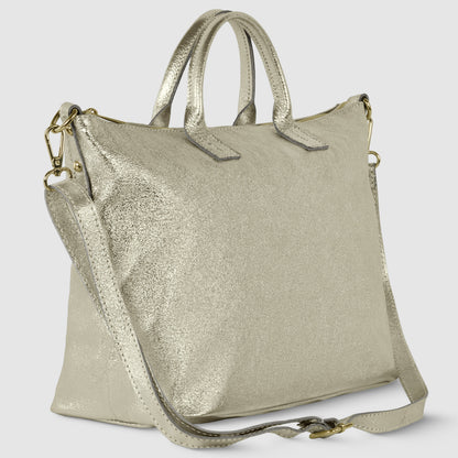 Italian Genuine Metallic Suede Top-Handle Bag 112334 TAKEASY
