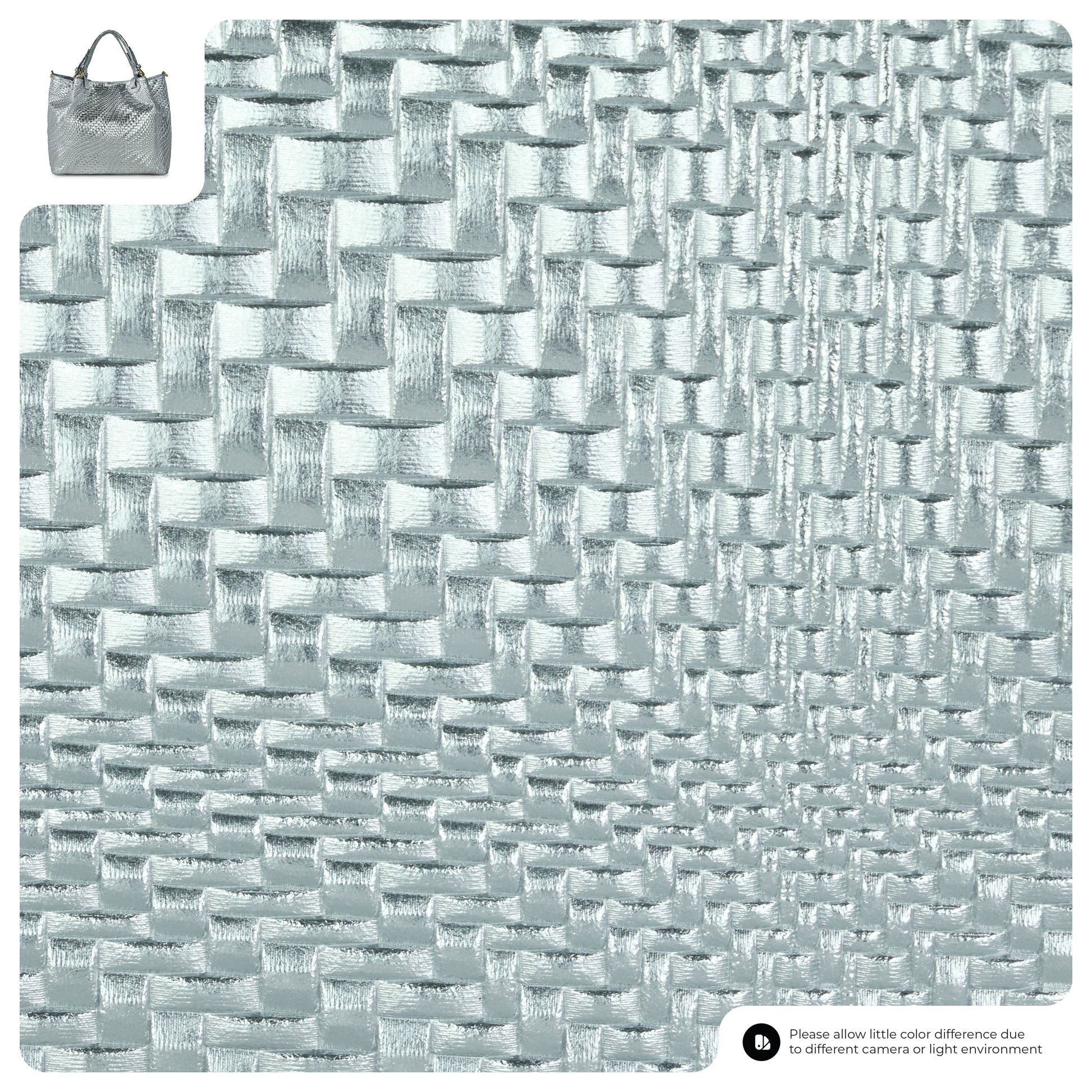 Italian Genuine Grid Metallic Suede Top-Handle Bag 112615 TAKEASY