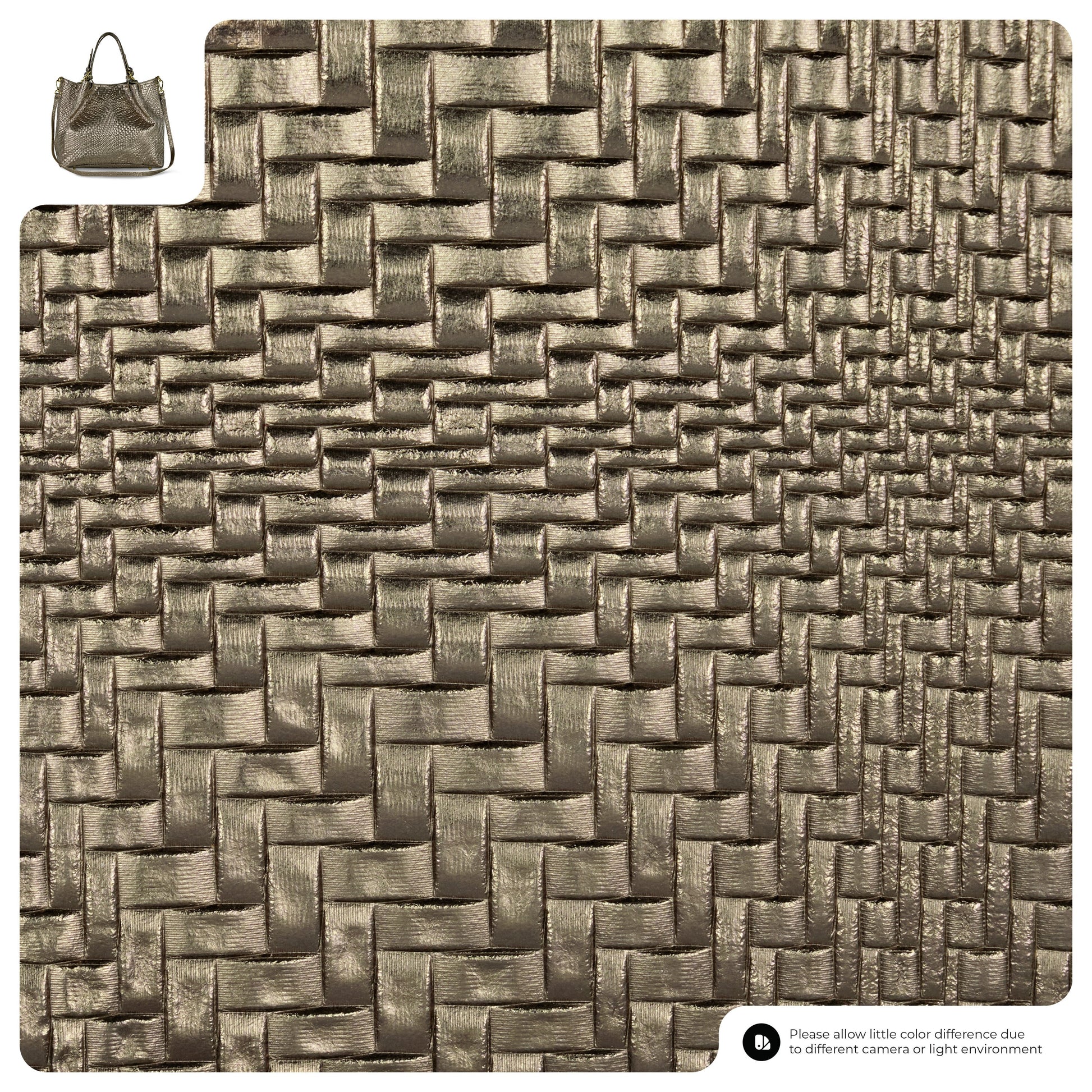 Italian Genuine Grid Metallic Suede Top-Handle Bag 112615 TAKEASY