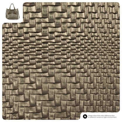 Italian Genuine Grid Metallic Suede Top-Handle Bag 112615 TAKEASY