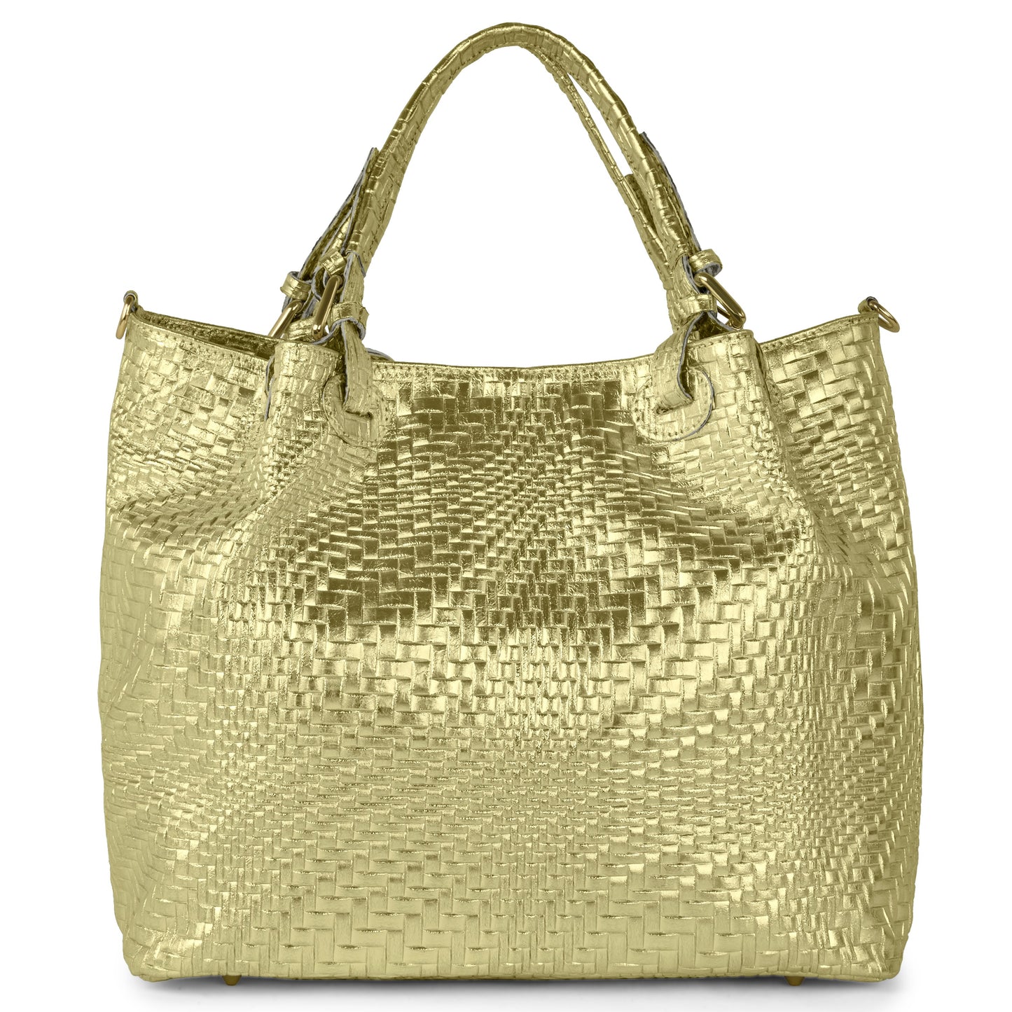 Italian Genuine Grid Metallic Suede Top-Handle Bag 112615 TAKEASY