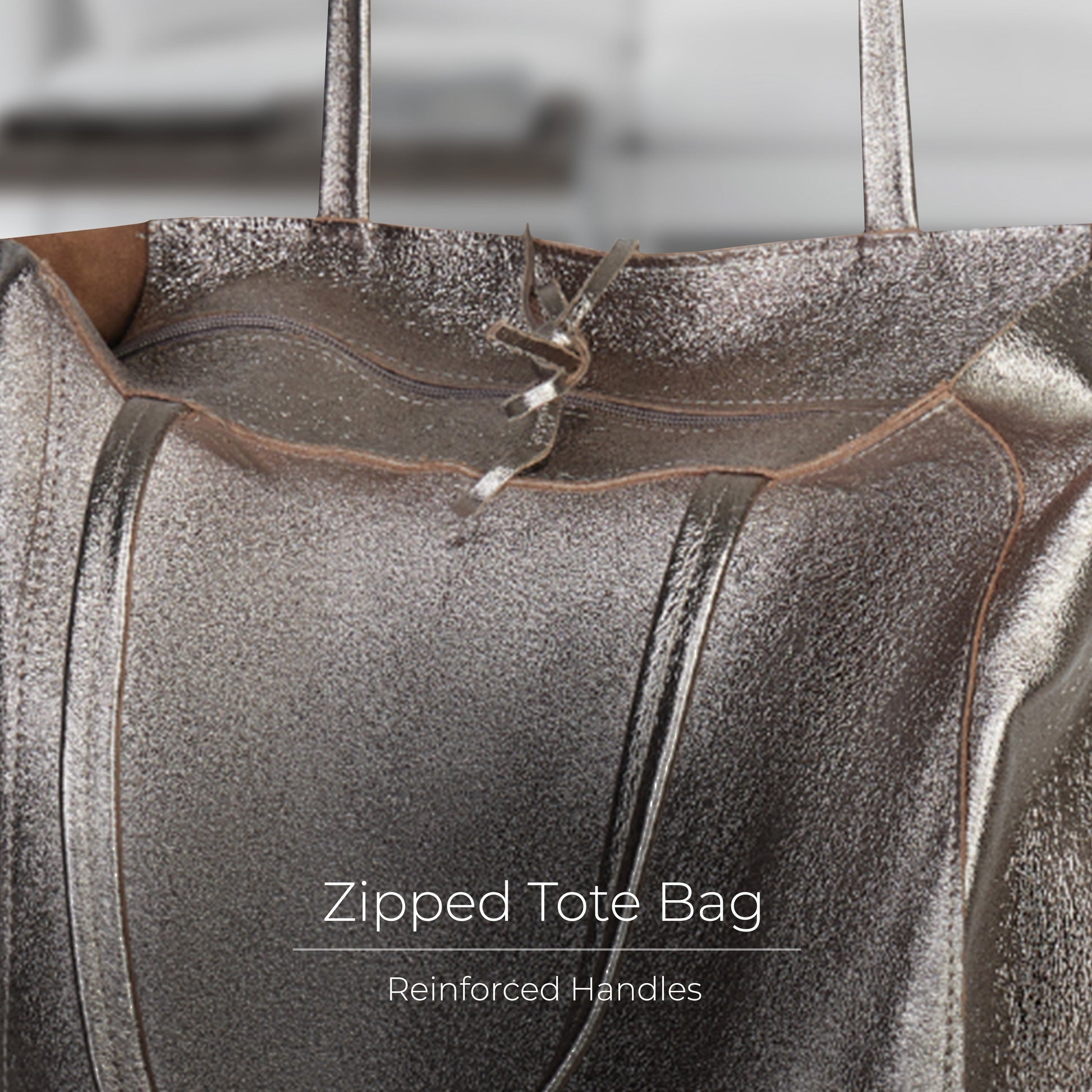 Italian Genuine Metallic Suede Tote Bag 201718 TAKEASY