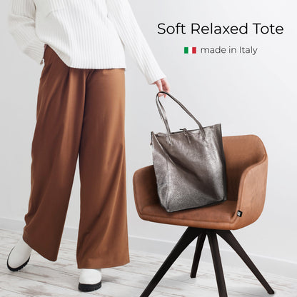 Italian Genuine Metallic Suede Tote Bag 201718 TAKEASY