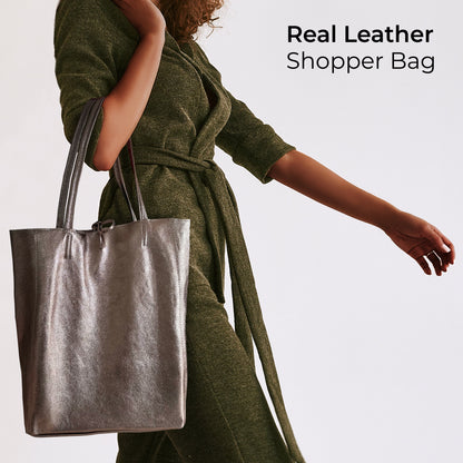 Italian Genuine Metallic Suede Tote Bag 201718 TAKEASY