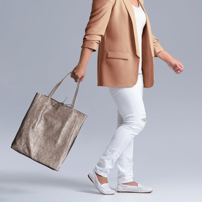 Italian Genuine Metallic Suede Tote Bag 201718 TAKEASY