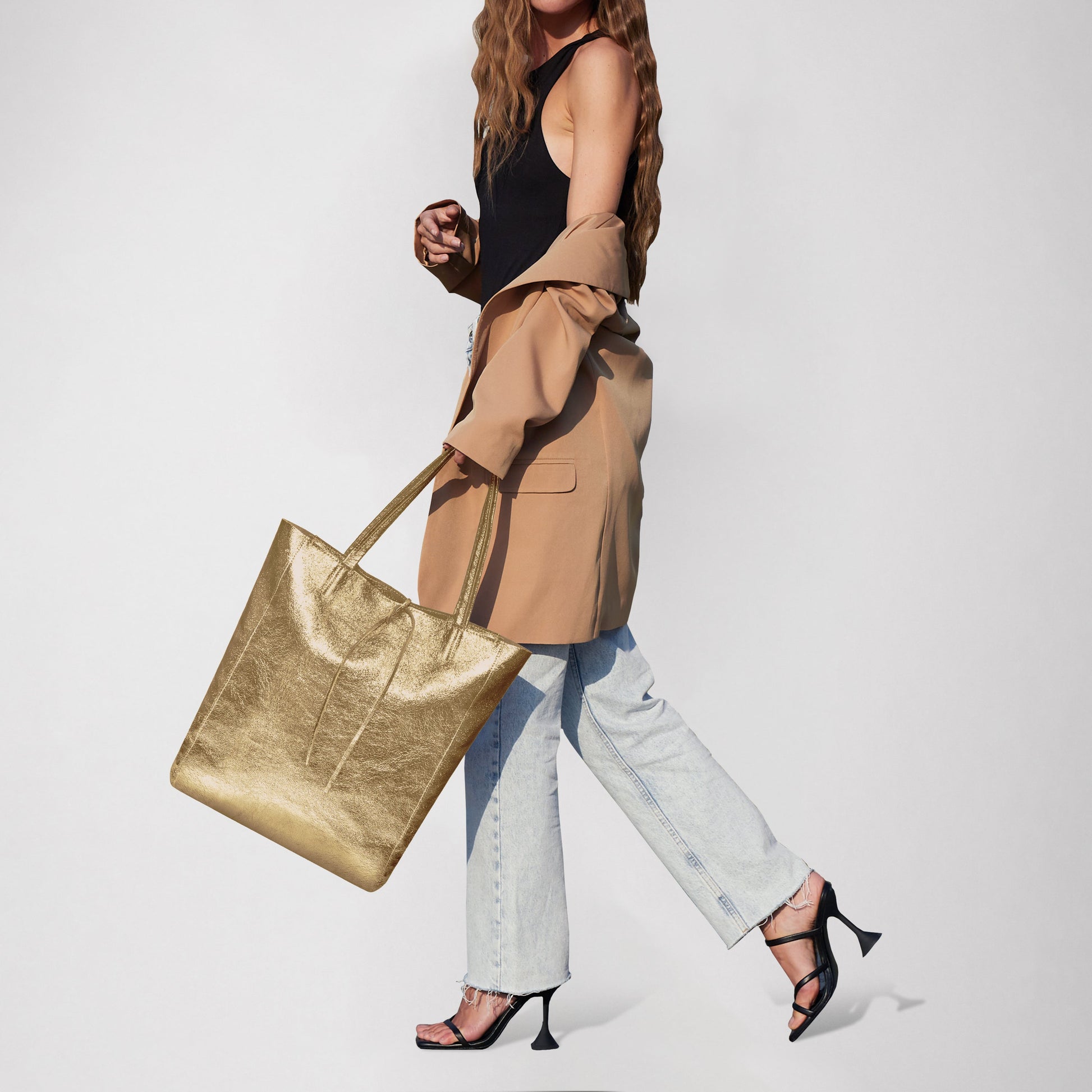 Italian Genuine Metallic Suede Tote Bag 201718 TAKEASY