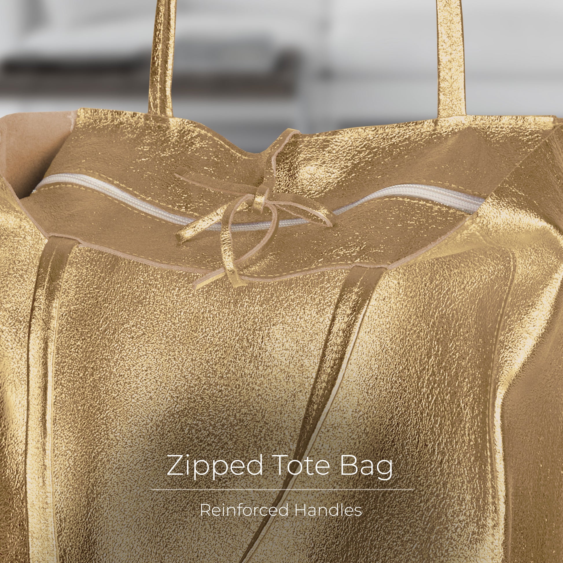 Italian Genuine Metallic Suede Tote Bag 201718 TAKEASY