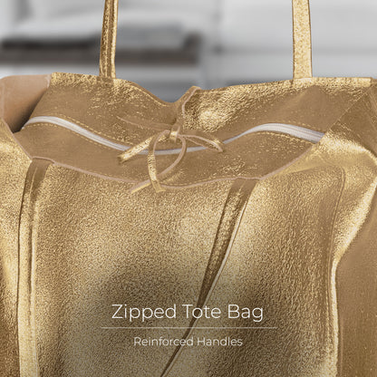 Italian Genuine Metallic Suede Tote Bag 201718 TAKEASY
