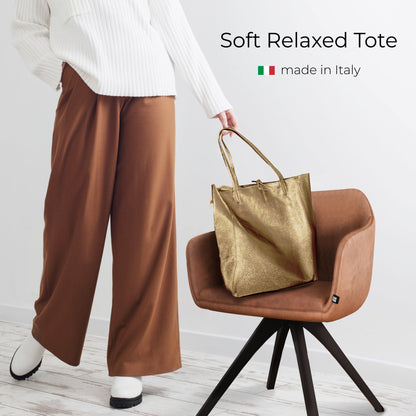 Italian Genuine Metallic Suede Tote Bag 201718 TAKEASY