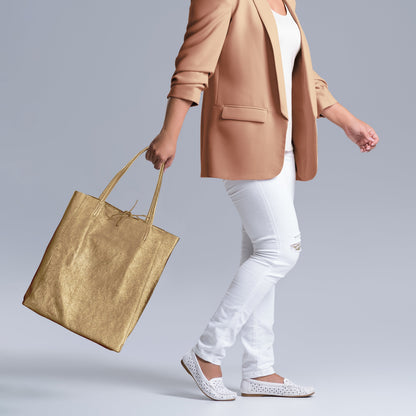 Italian Genuine Metallic Suede Tote Bag 201718 TAKEASY