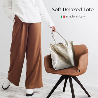 Italian Genuine Metallic Suede Tote Bag 201718 TAKEASY