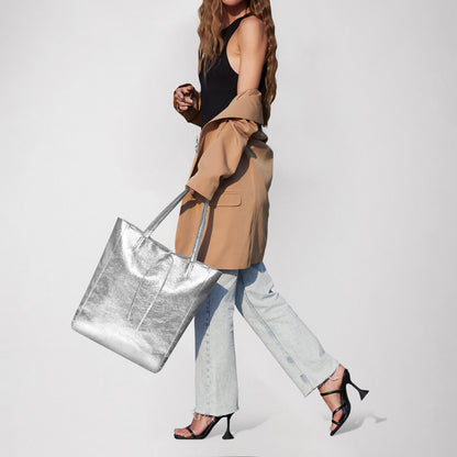 Italian Genuine Metallic Suede Tote Bag 201718 TAKEASY