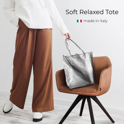 Italian Genuine Metallic Suede Tote Bag 201718 TAKEASY