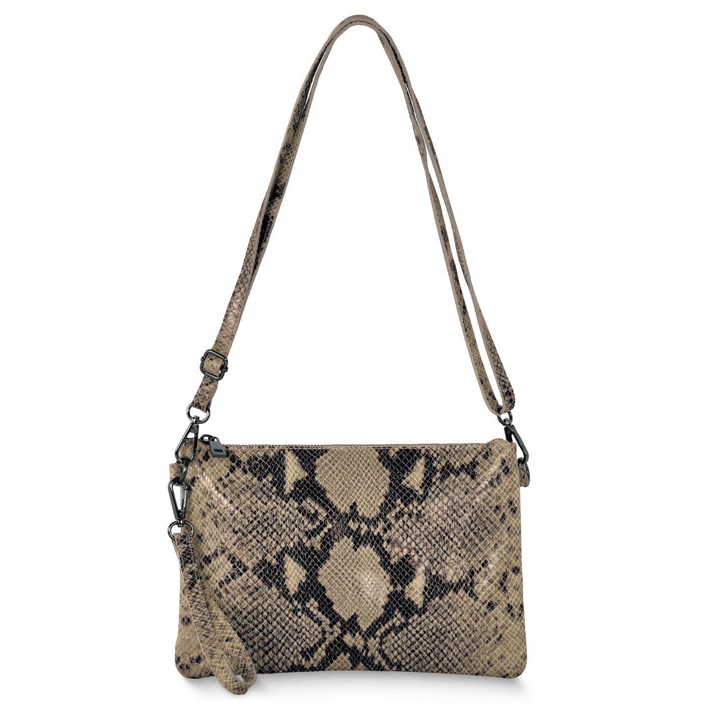 Italian Genuine Python-Print Suede Crossbody Bag 111301 TAKEASY