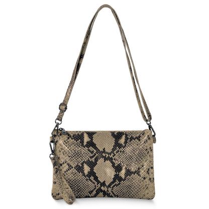 Italian Genuine Python-Print Suede Crossbody Bag 111301 TAKEASY