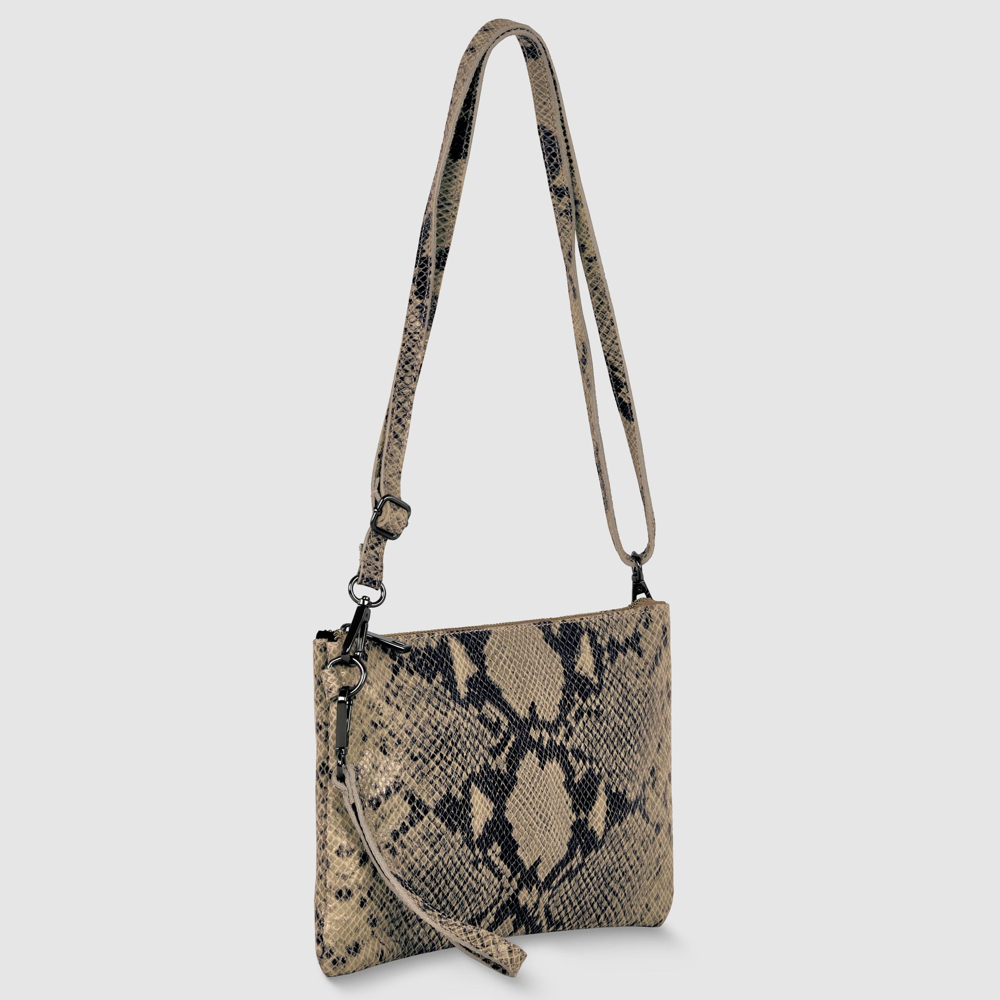 Italian Genuine Python-Print Suede Crossbody Bag 111301 TAKEASY