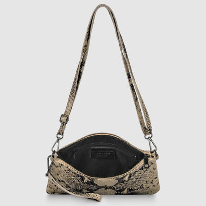 Italian Genuine Python-Print Suede Crossbody Bag 111301 TAKEASY