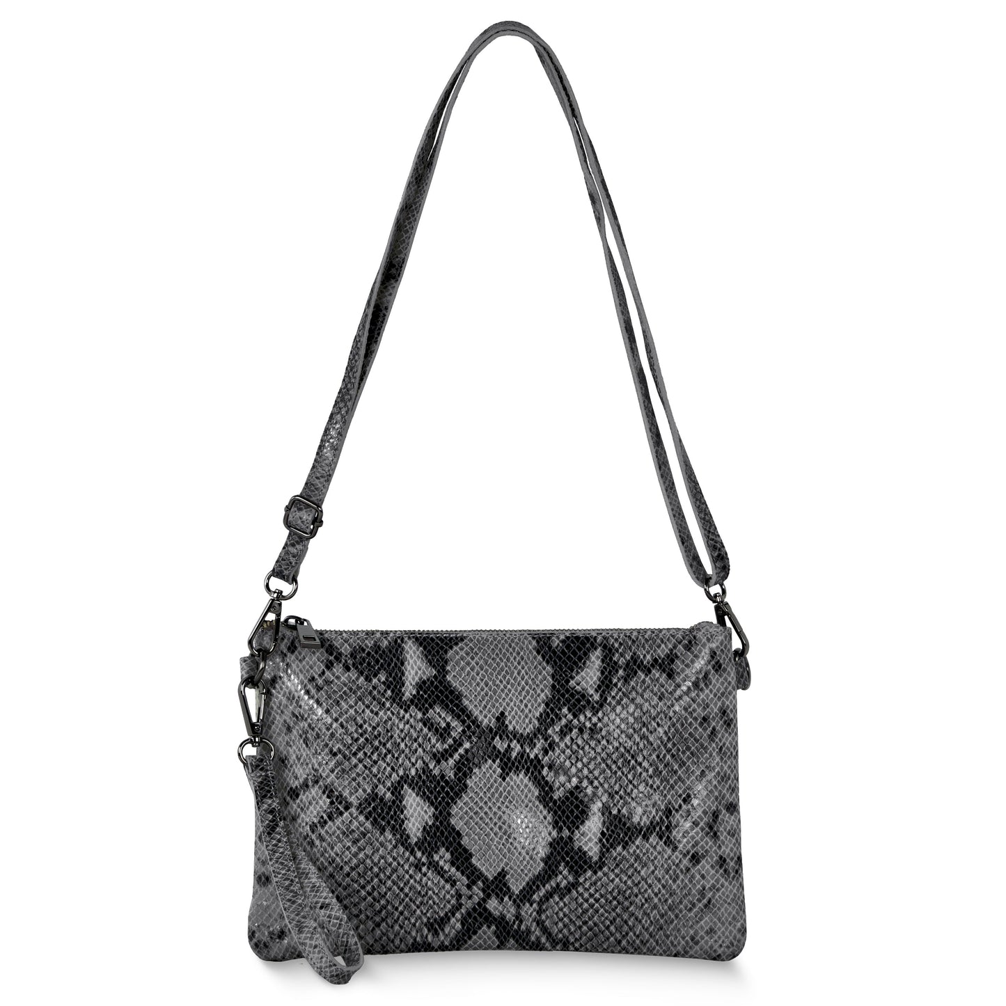 Italian Genuine Python-Print Suede Crossbody Bag 111301 TAKEASY