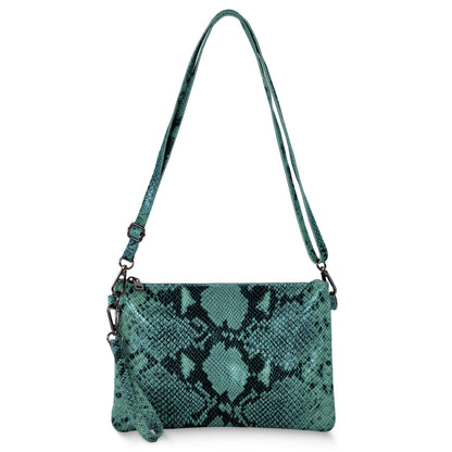Italian Genuine Python-Print Suede Crossbody Bag 111301 TAKEASY