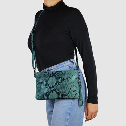 Italian Genuine Python-Print Suede Crossbody Bag 111301 TAKEASY