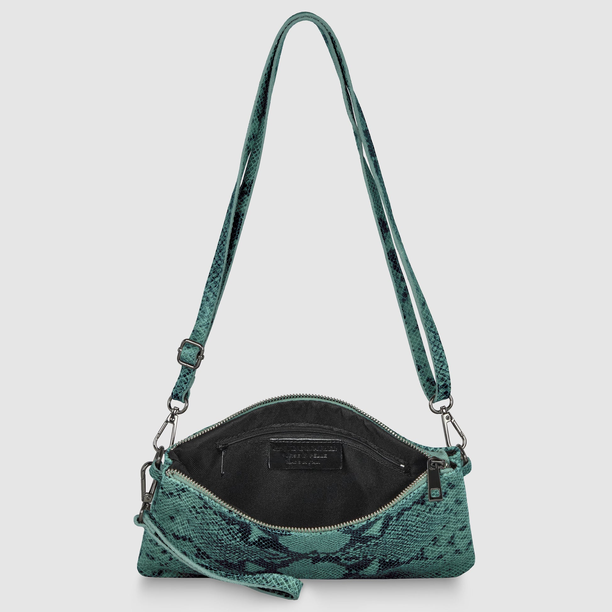 Italian Genuine Python-Print Suede Crossbody Bag 111301 TAKEASY