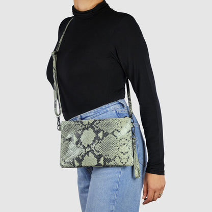 Italian Genuine Python-Print Suede Crossbody Bag 111301 TAKEASY
