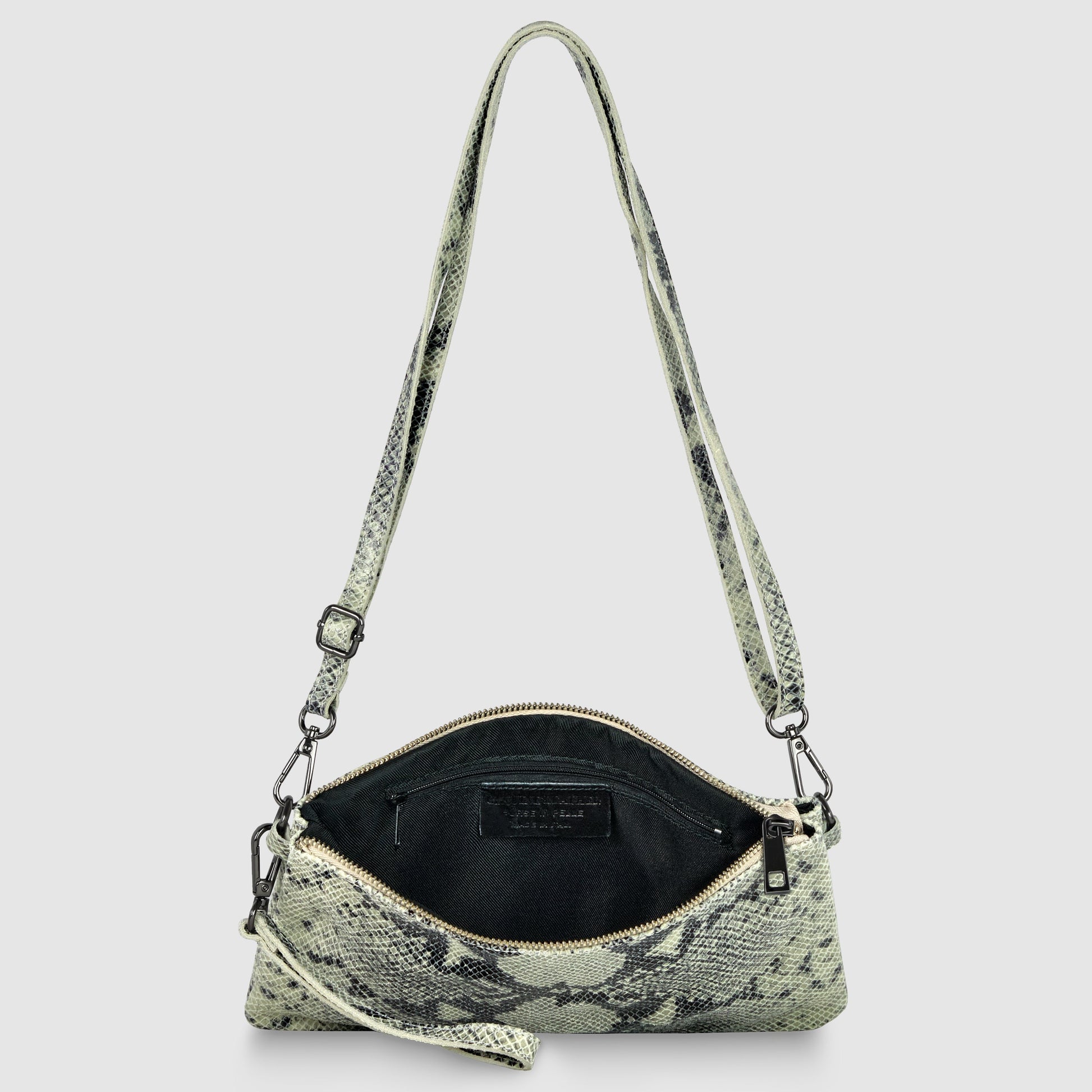 Italian Genuine Python-Print Suede Crossbody Bag 111301 TAKEASY