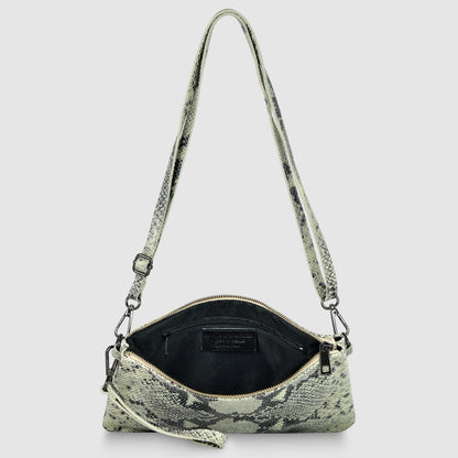 Italian Genuine Python-Print Suede Crossbody Bag 111301 TAKEASY