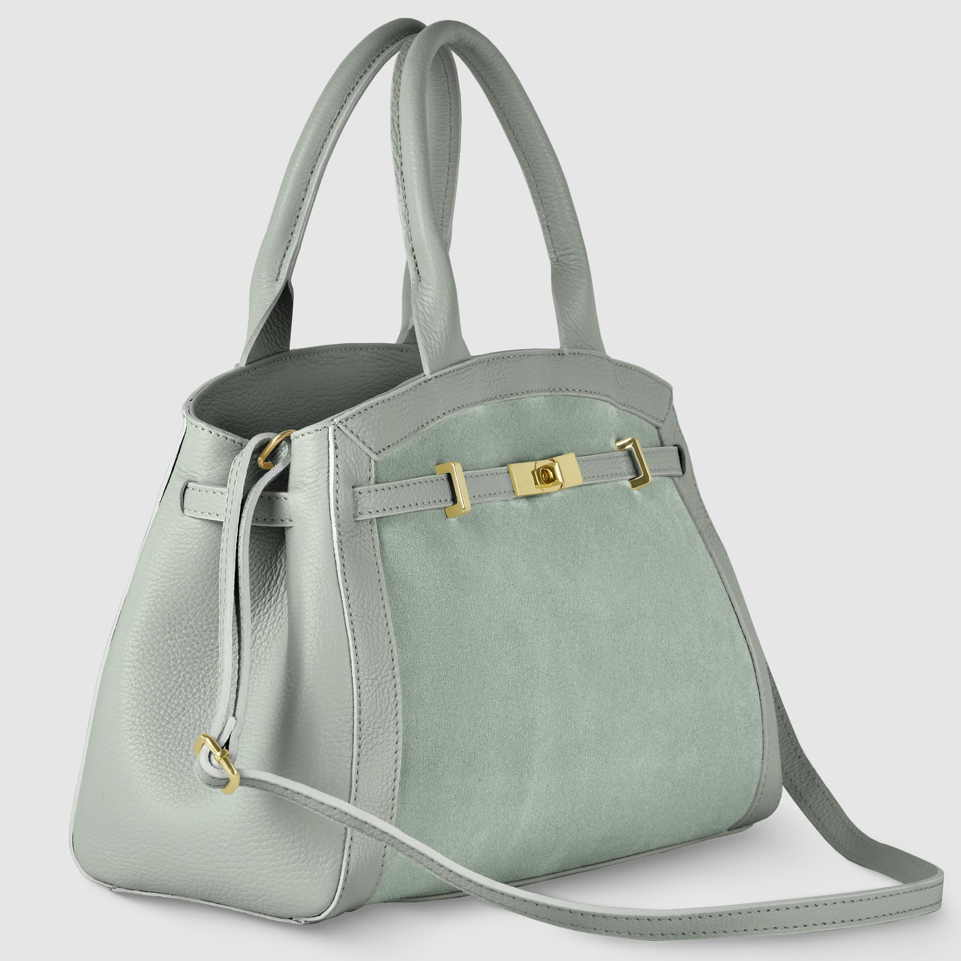 Italian Genuine Suede & Calf Leather Top-Handle Bag 333155 TAKEASY