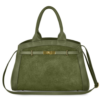Italian Genuine Suede & Calf Leather Top-Handle Bag 333155 TAKEASY