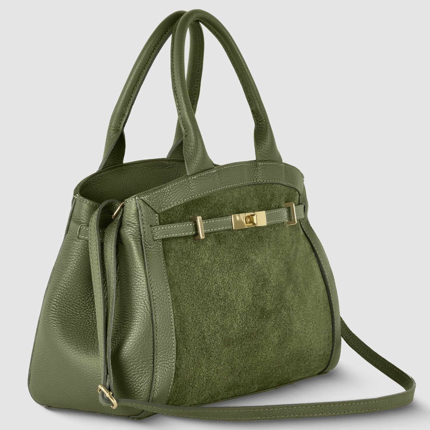 Italian Genuine Suede & Calf Leather Top-Handle Bag 333155 TAKEASY