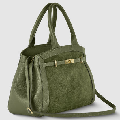 Italian Genuine Suede & Calf Leather Top-Handle Bag 333155 TAKEASY