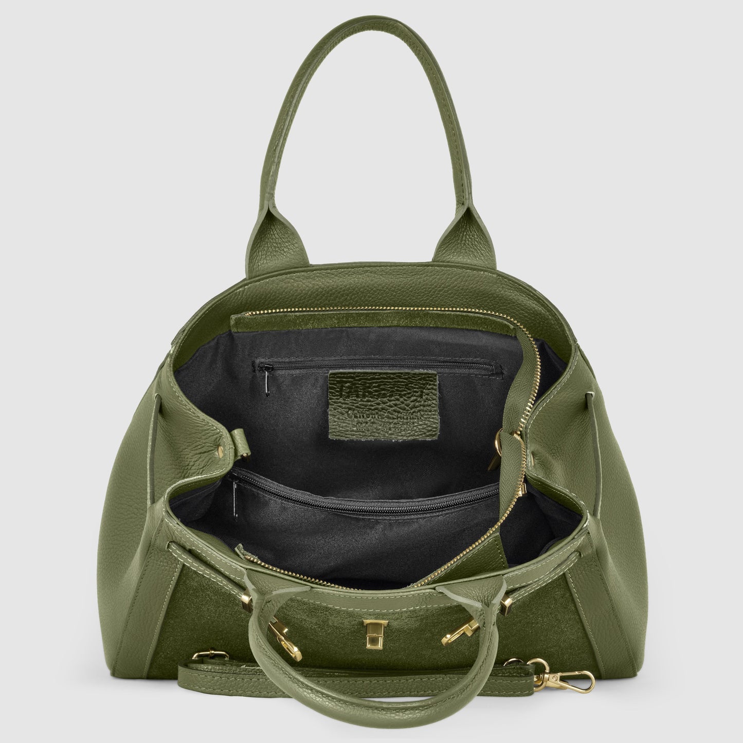 Italian Genuine Suede & Calf Leather Top-Handle Bag 333155 TAKEASY