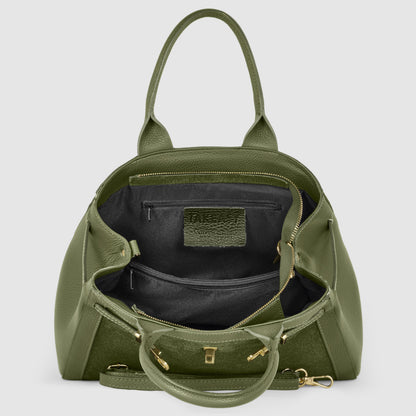 Italian Genuine Suede & Calf Leather Top-Handle Bag 333155 TAKEASY