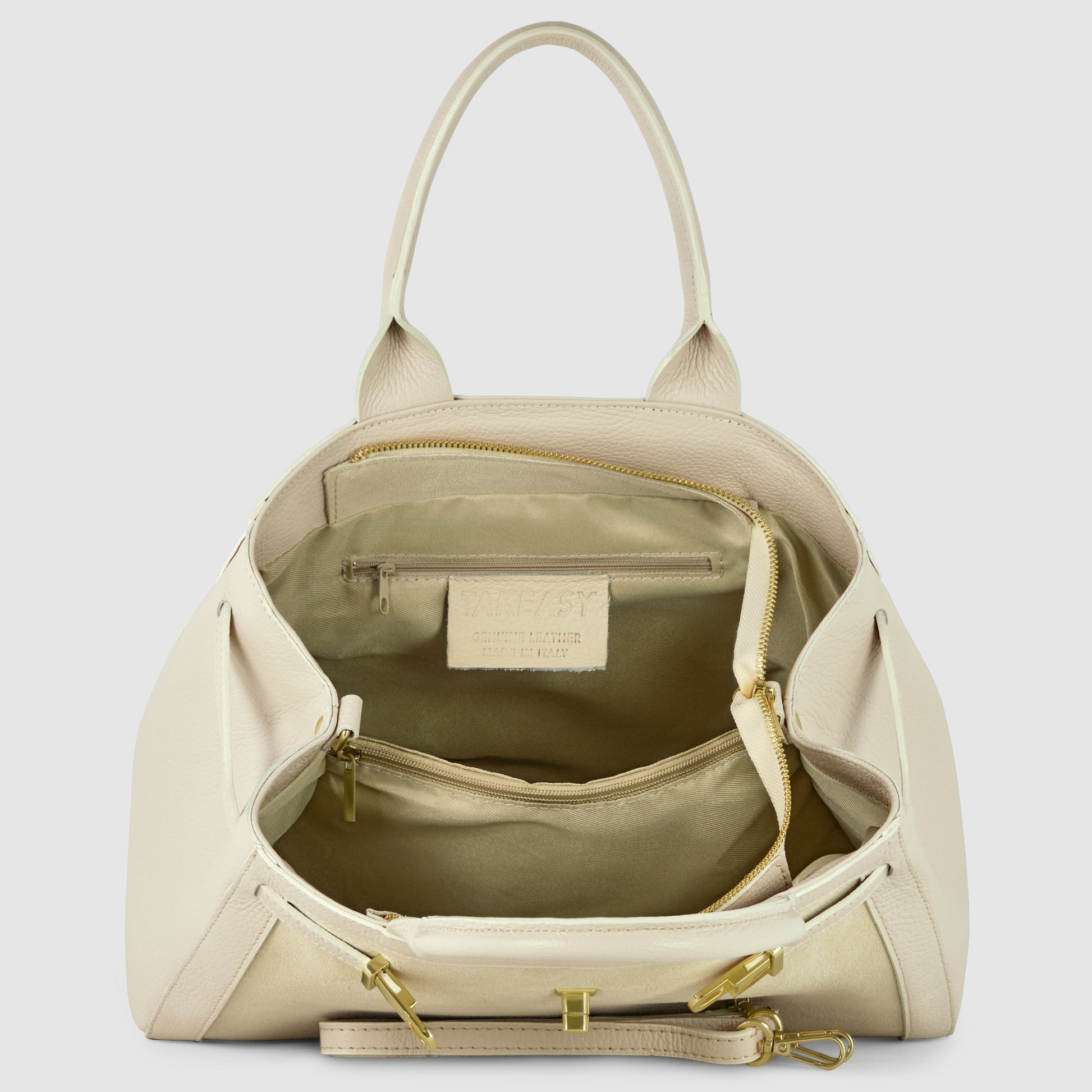 Italian Genuine Suede & Calf Leather Top-Handle Bag 333155 TAKEASY
