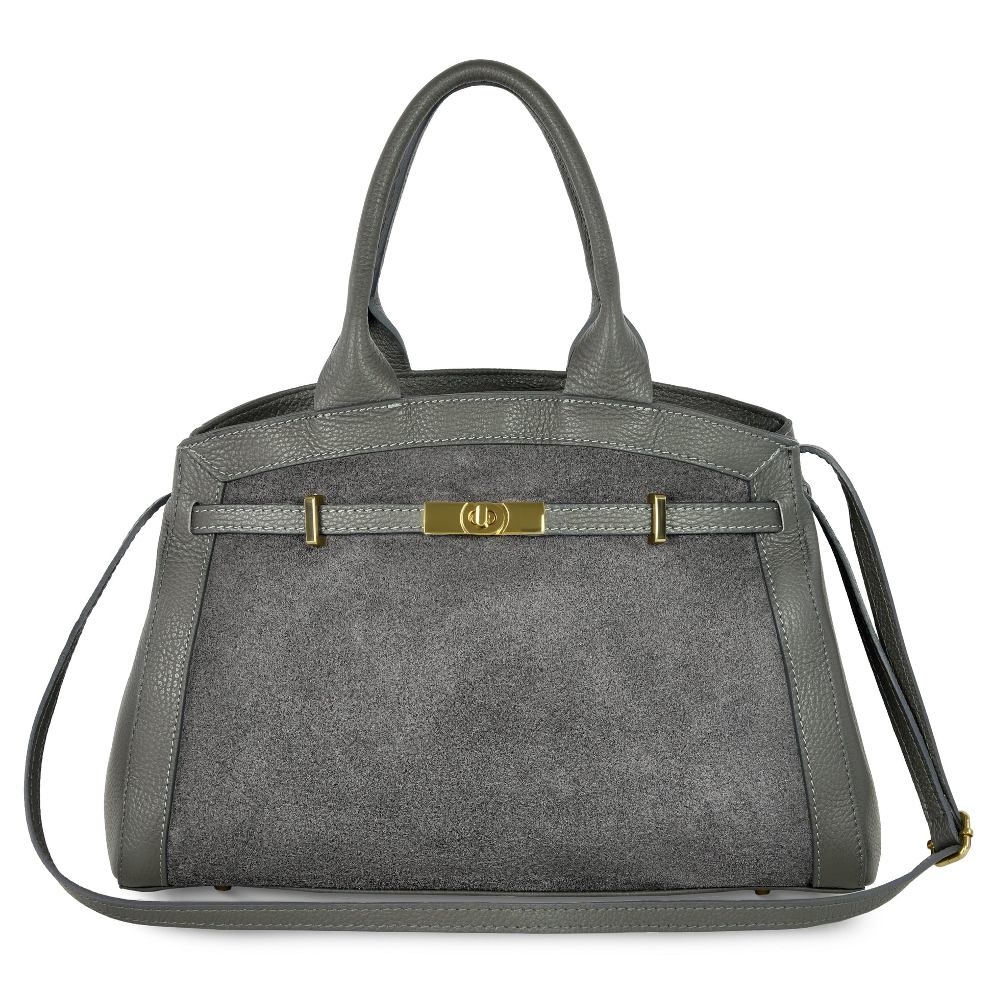 Italian Genuine Suede & Calf Leather Top-Handle Bag 333155 TAKEASY