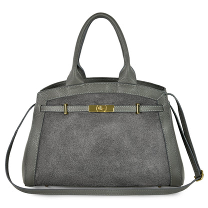 Italian Genuine Suede & Calf Leather Top-Handle Bag 333155 TAKEASY