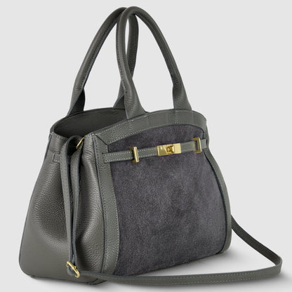 Italian Genuine Suede & Calf Leather Top-Handle Bag 333155 TAKEASY