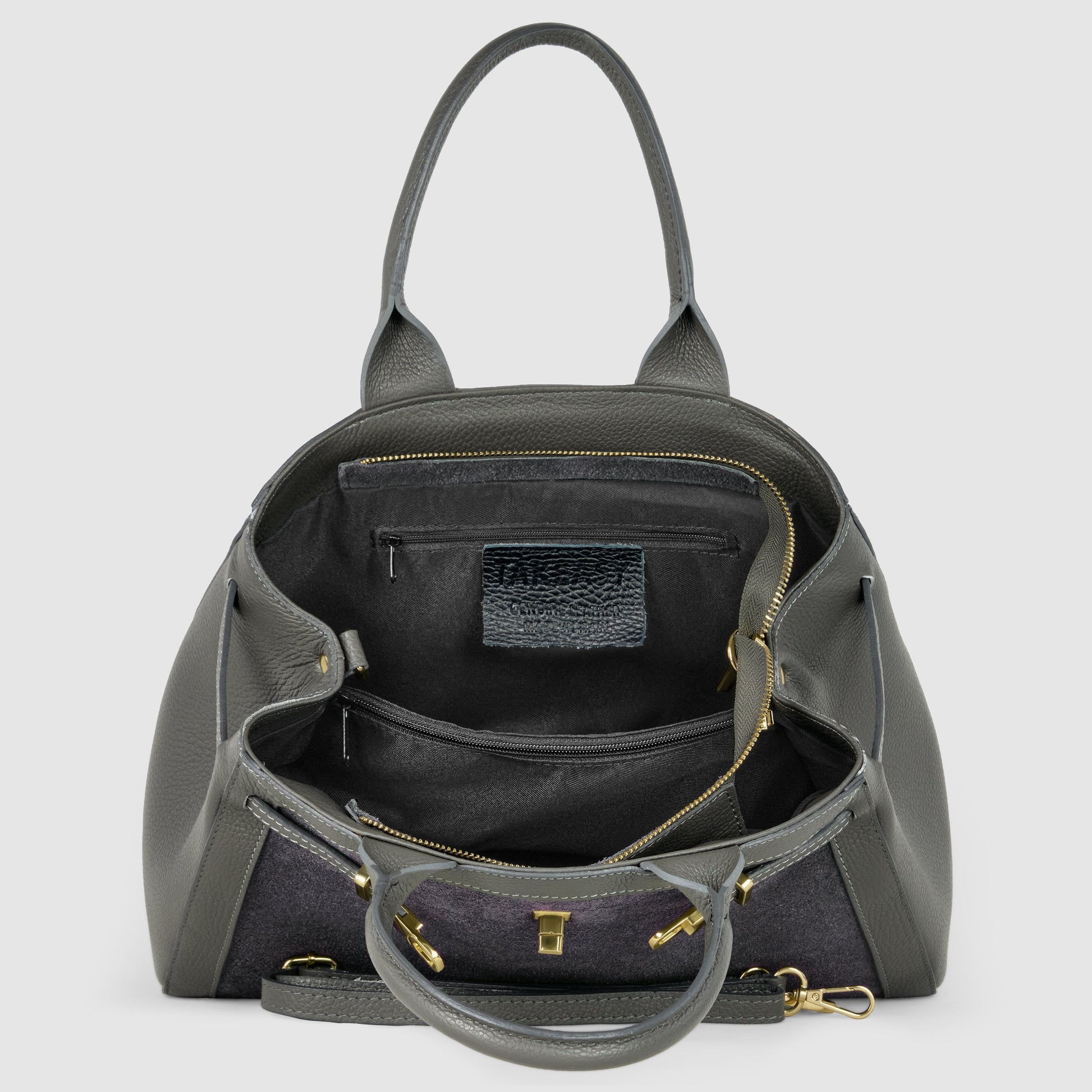 Italian Genuine Suede & Calf Leather Top-Handle Bag 333155 TAKEASY