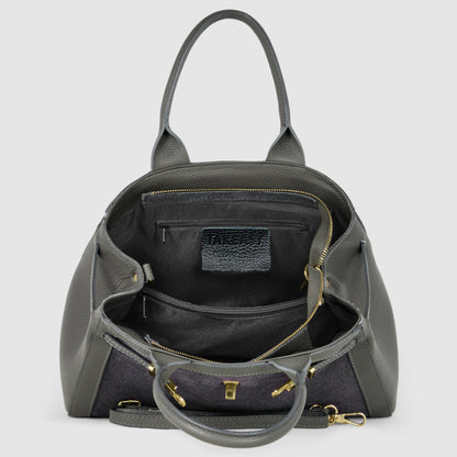 Italian Genuine Suede & Calf Leather Top-Handle Bag 333155 TAKEASY