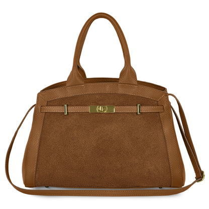 Italian Genuine Suede & Calf Leather Top-Handle Bag 333155 TAKEASY
