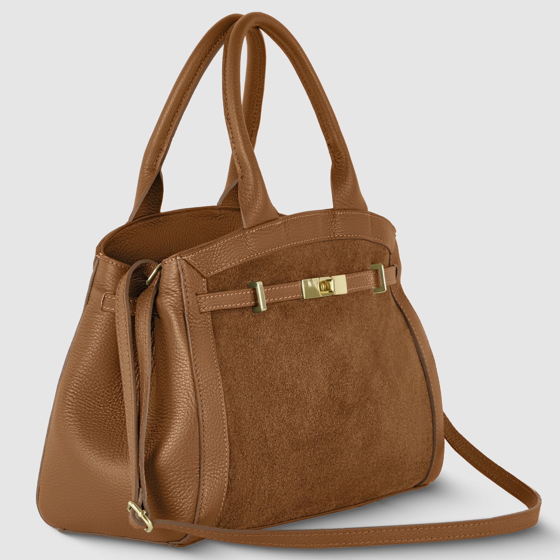 Italian Genuine Suede & Calf Leather Top-Handle Bag 333155 TAKEASY