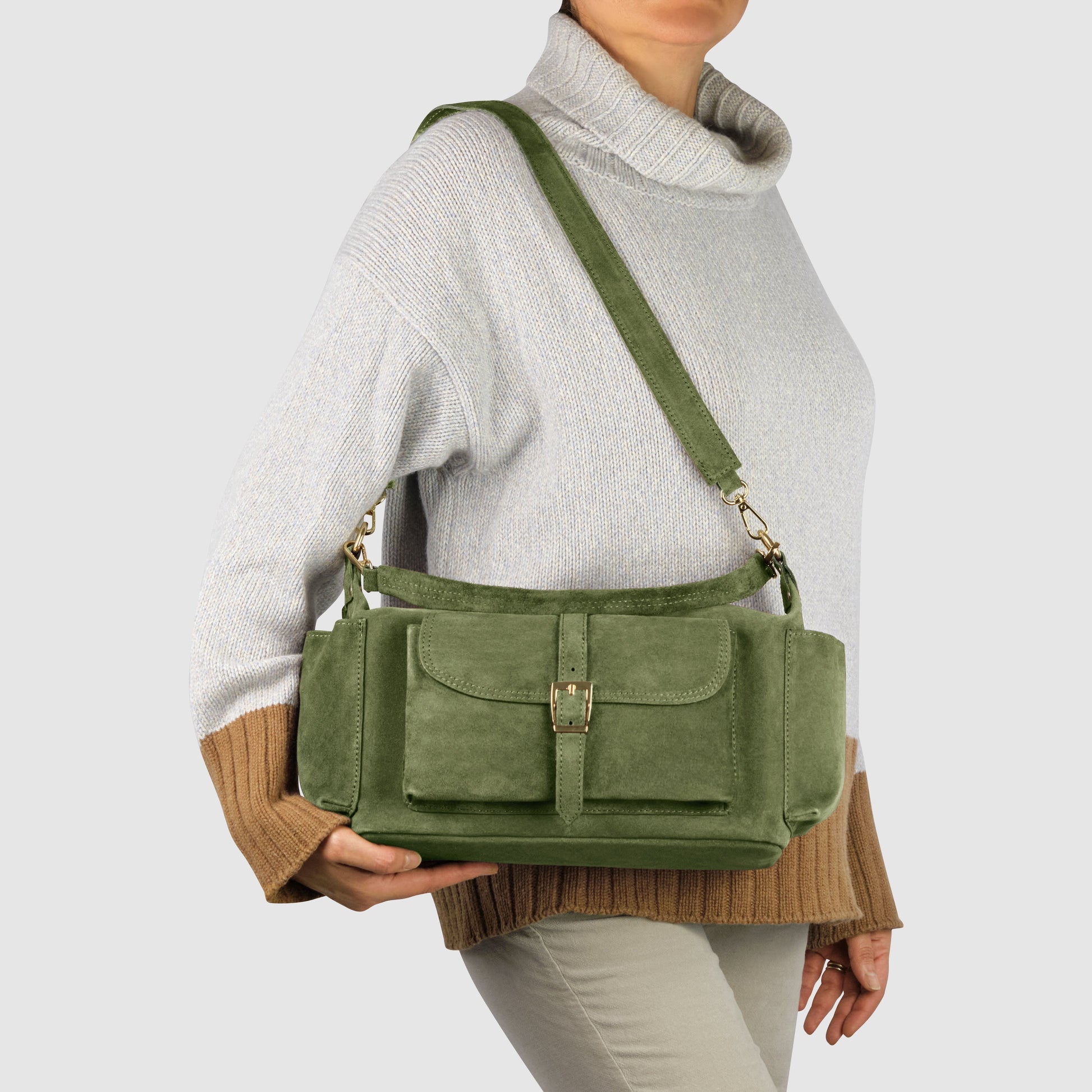 Italian Genuine Suede Shoulder Bag 323040 TAKEASY