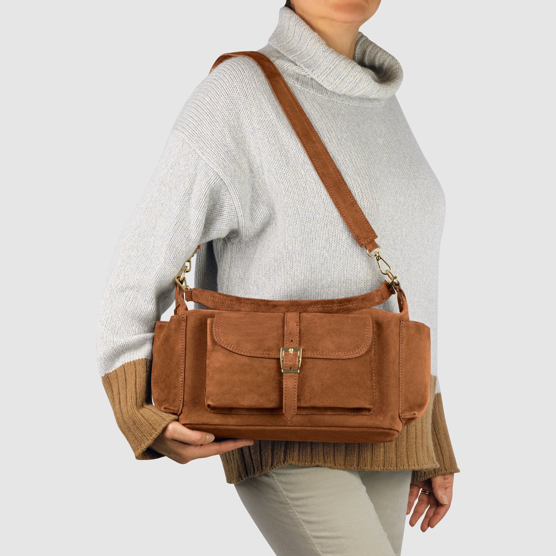 Italian Genuine Suede Shoulder Bag 323040 TAKEASY