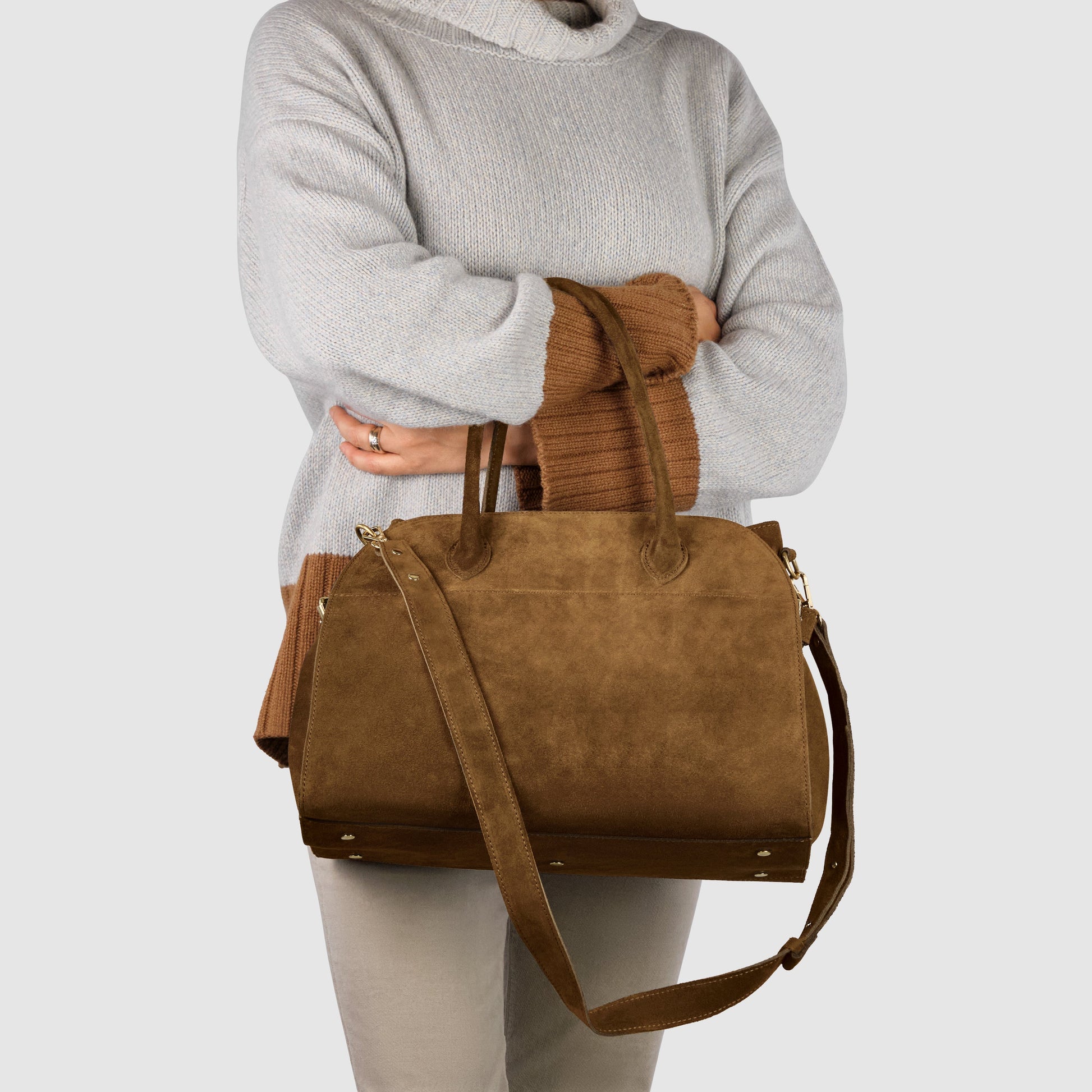 Italian Genuine Suede Top-Handle Bag 413912 TAKEASY